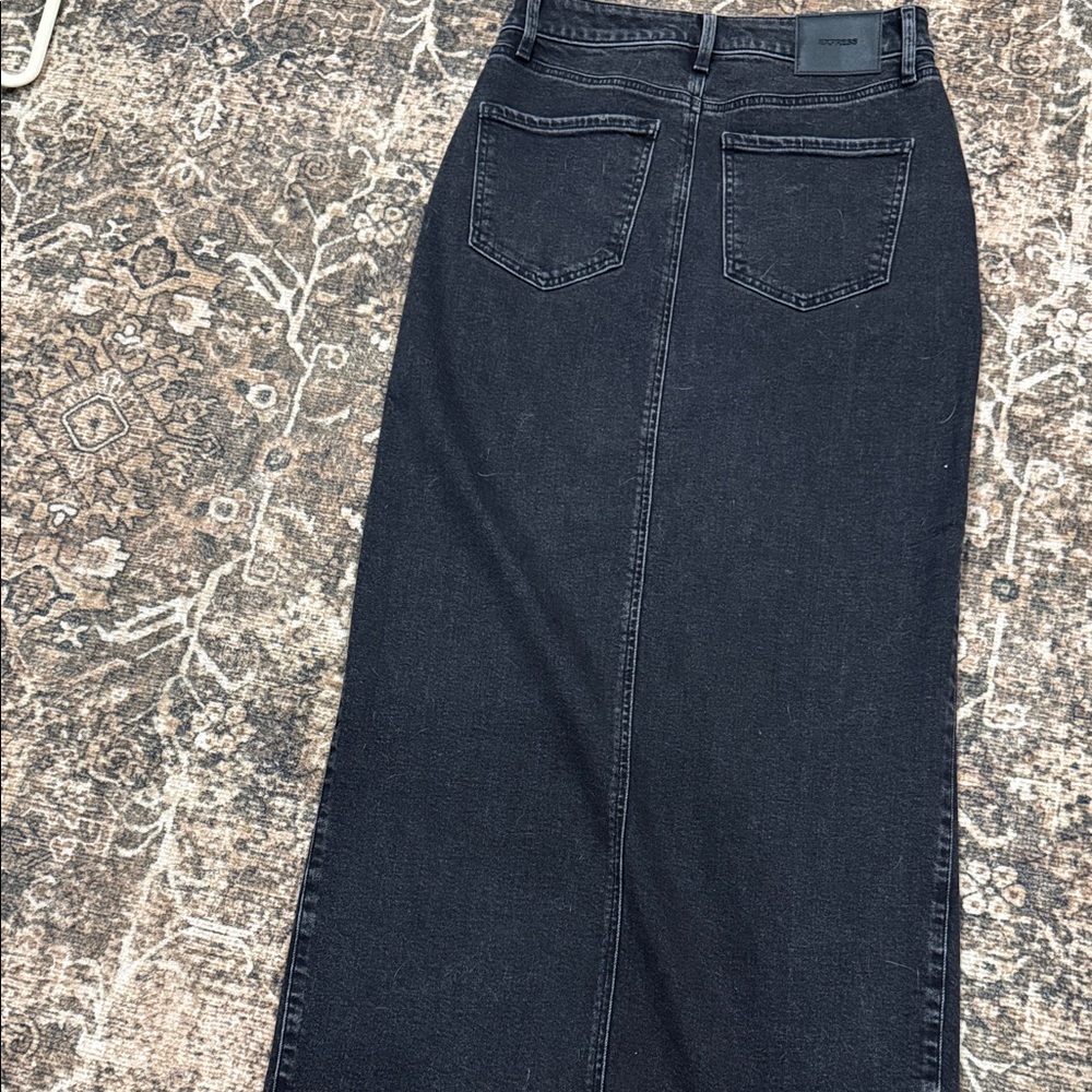 Express Black Denim Pencil Skirt - Picture 6 of 8